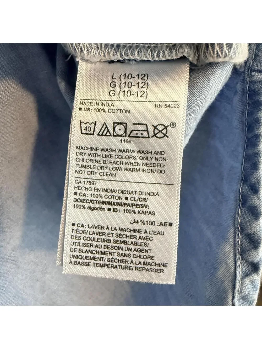 Old Navy Girls L(10-12) Light Blue Cotton Button-Up Shirt